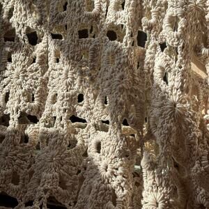 NWT Natural Life Crochet Cream Afghan Blanket Acrylic Boho